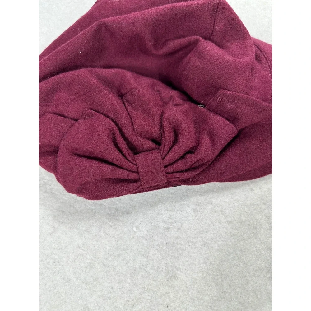 August Hat Company Newsboy Cap Set 2 Burgundy Wool Blend Black Linen Cotton Bow